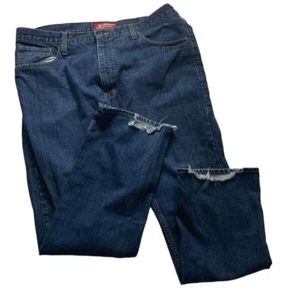 Arizona Jean Co The Original Boot Cut Denim Jeans Men Sz 38x32 Distressed Blue - Picture 3 of 11